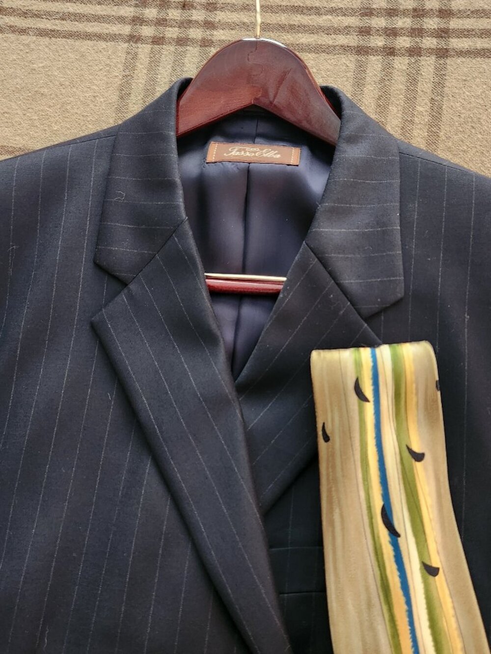 Men's Tasso Elba Two-piece Angelico Pinstripe Suit & Tie